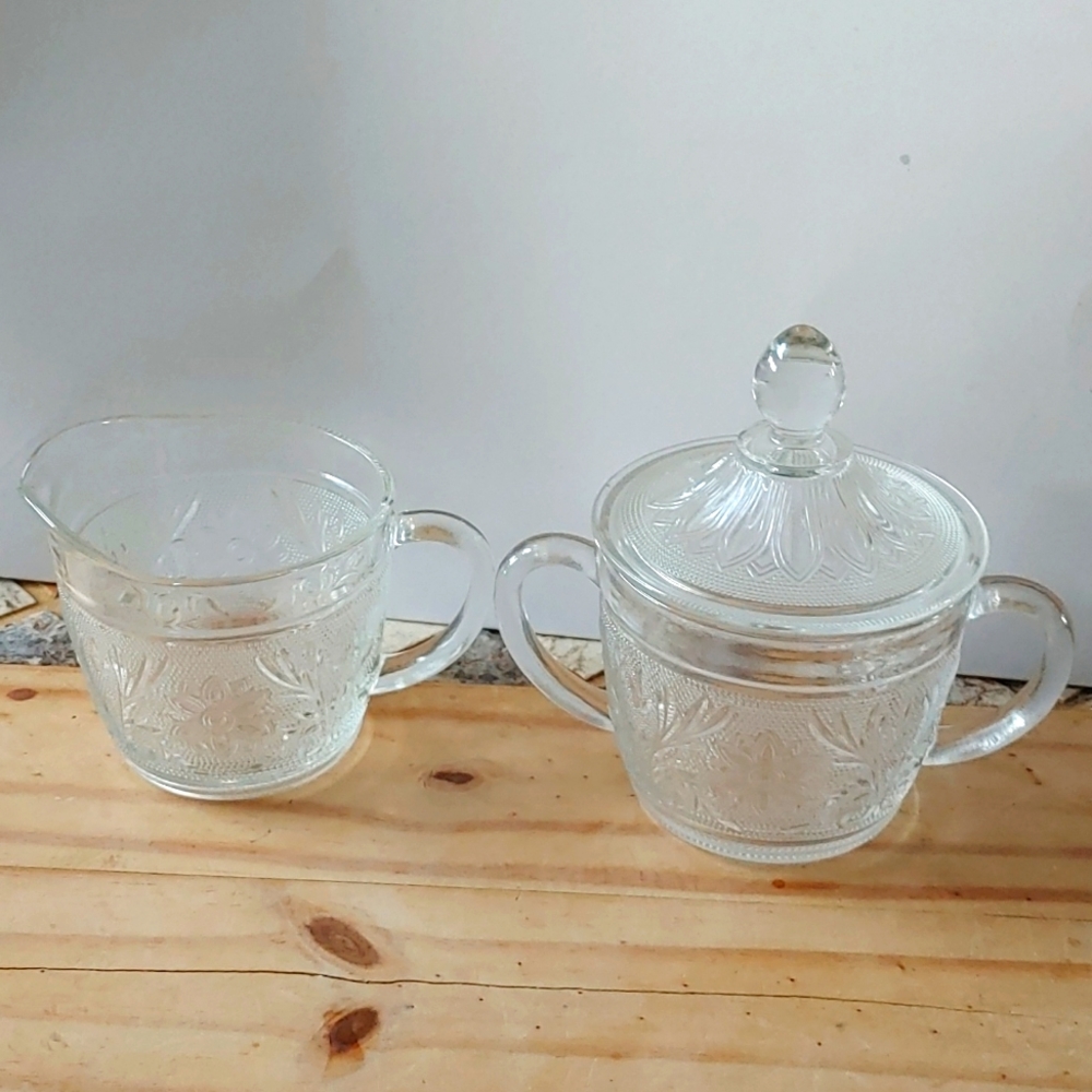 Anchor Hocking sugar bowl and creamer